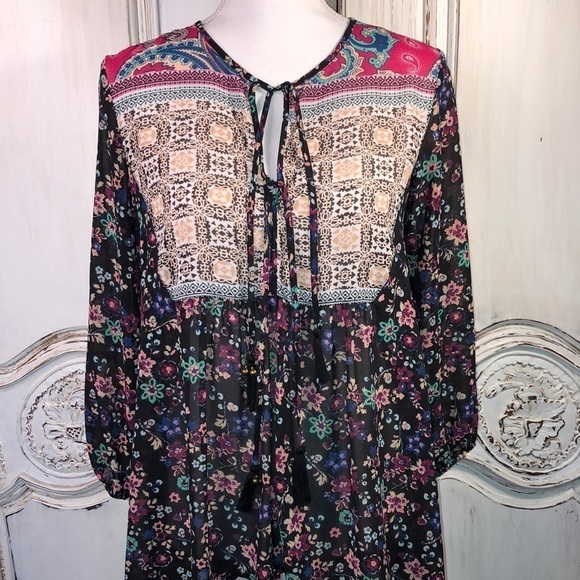 American Rag BOHO Look Sheer High Low Blouse - Picture 1 of 11